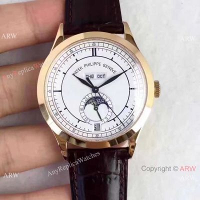 Swiss Patek Philippe Annual Calendar Moon phase KM Factory 9015 Yellow Gold Watch